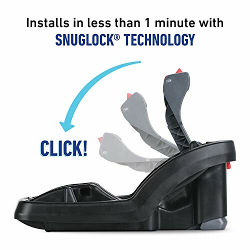 Car seat base with SnugLock technology showing easy installation.