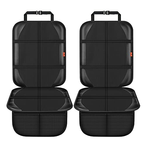 Black car seat protectors with anti-slip backing