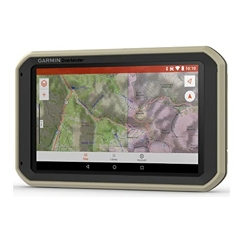 Garmin Overlander GPS device displaying a topographic map.